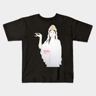 Kwan Yin, Goddess of Love and Compassion- Dark Blue Kids T-Shirt